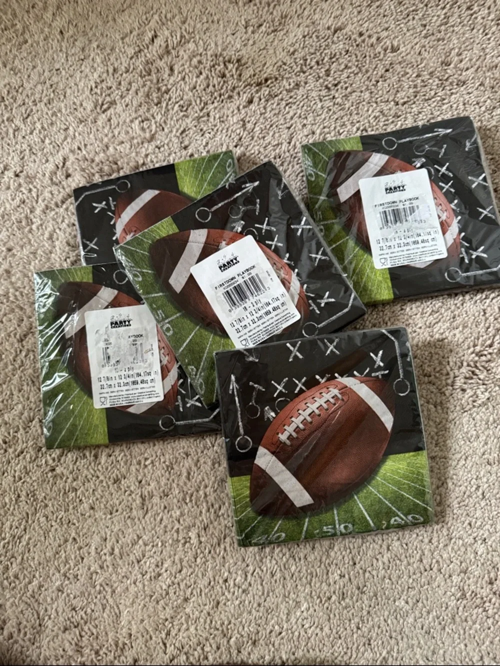 Party Source Brown Football Paper Napkins - 16 Count set of 5 pieces